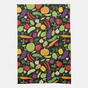 Nahrung auf einem schwarzen Hintergrund Geschirrtuch