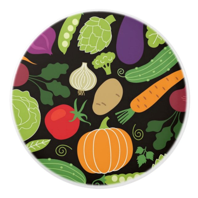 Nahrung auf einem schwarzen Hintergrund Keramikknauf (Vorderseite)