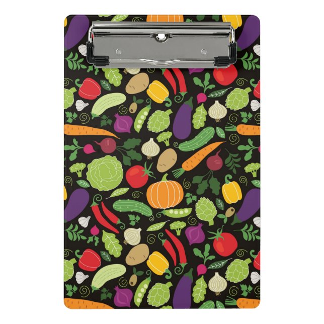 Nahrung auf einem schwarzen Hintergrund Mini Klemmbrett (Vorderseite)