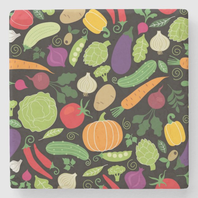 Nahrung auf einem schwarzen Hintergrund Steinuntersetzer (Vorderseite)