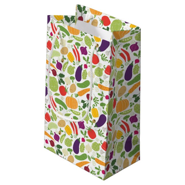 Nahrung auf einem weißen Hintergrund Kleine Geschenktüte (Rückseite Schrägansicht)