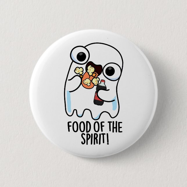 Nahrung des Geistes Funny Ghost Pun Button (Vorderseite)