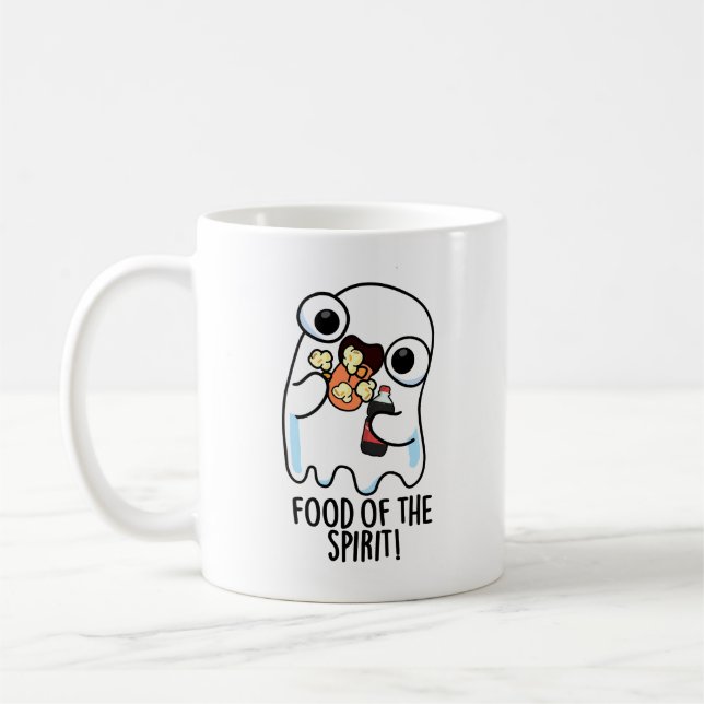 Nahrung des Geistes Funny Ghost Pun Kaffeetasse (Links)