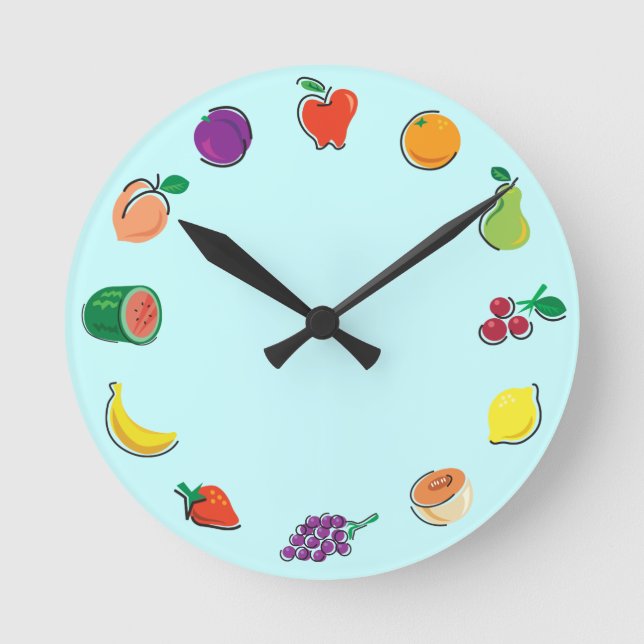 Nahrung für Thought_Totally Fruity_light Blau Runde Wanduhr (Vorderseite)