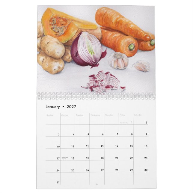 Nahrung skizziert Kalender (Jan 2027)
