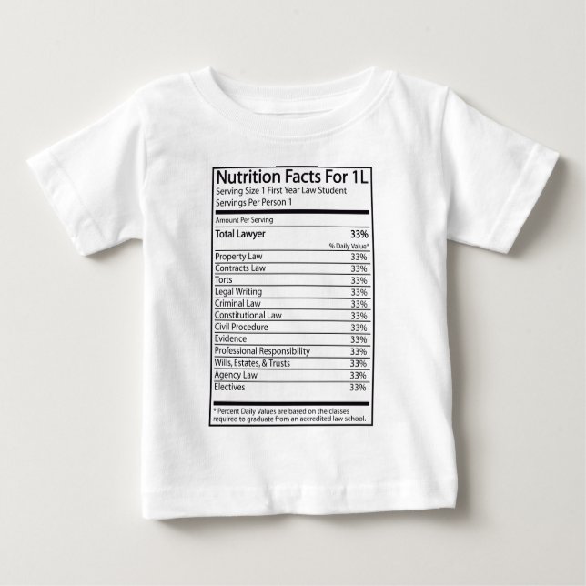 Nahrungs-Tatsachen für 1L Baby T-shirt (Vorderseite)