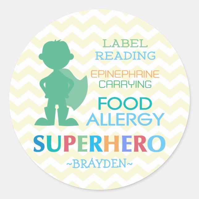 Nahrungsallergie Superhero Boy Stickers (Vorderseite)