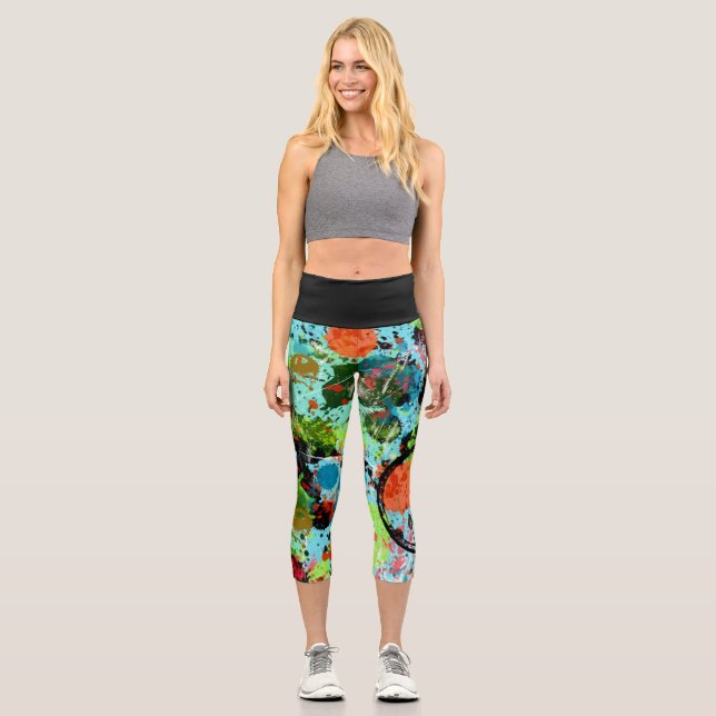 Nahrungsbekämpfung Graffiti Abstrakt Capri Leggings (Vorderseite)