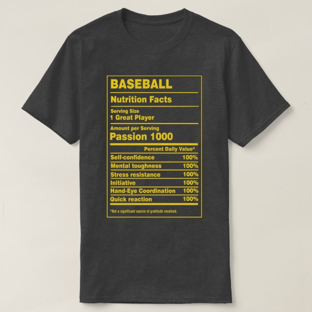 Nahrungsfakte Baseball T-Shirt (Design vorne)