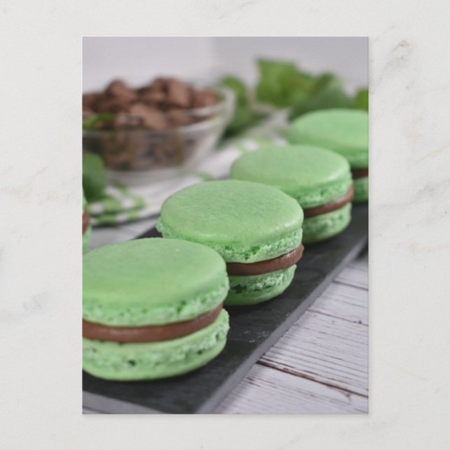 Nahrungsfotografie Schokoladenkekse Macaron-Cookie Postkarte (Vorderseite)