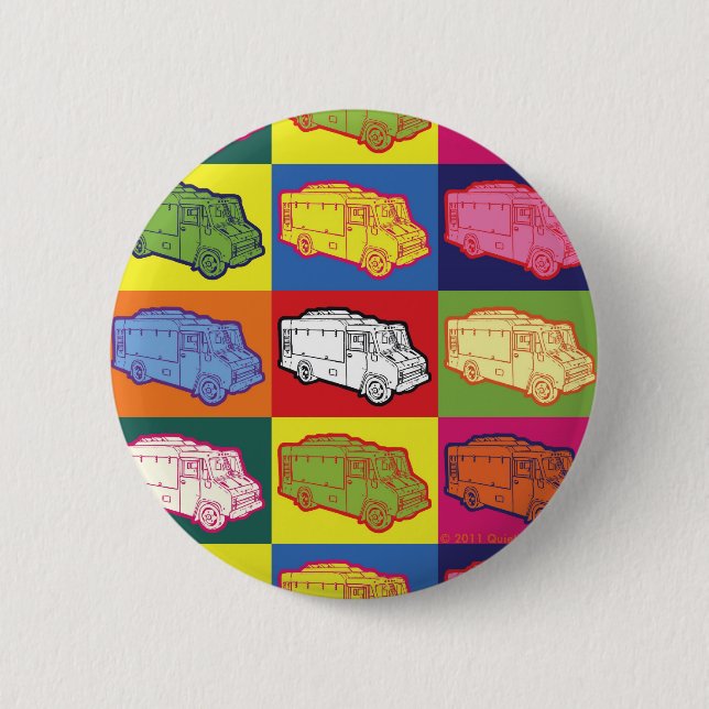 Nahrungsmittel-LKW-Pop-Kunst Button (Vorderseite)