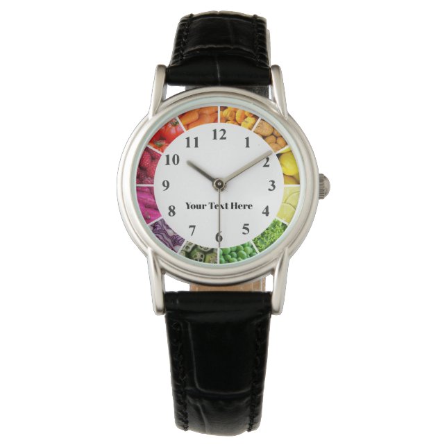 Nahrungsmittel-Regenbogenuhr - gesundes Essen Obst Armbanduhr (Vorderseite)