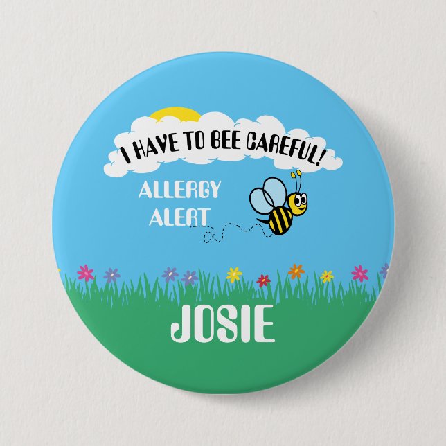 Nahrungsmittelallergie-Alarm-Hummel-Bienen-Knopf Button (Vorderseite)