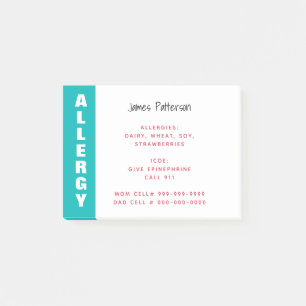 Nahrungsmittelallergie-Alarm-personalisierter Post-it Klebezettel