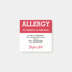Nahrungsmittelallergie-Alarm-personalisierter Post-it Klebezettel