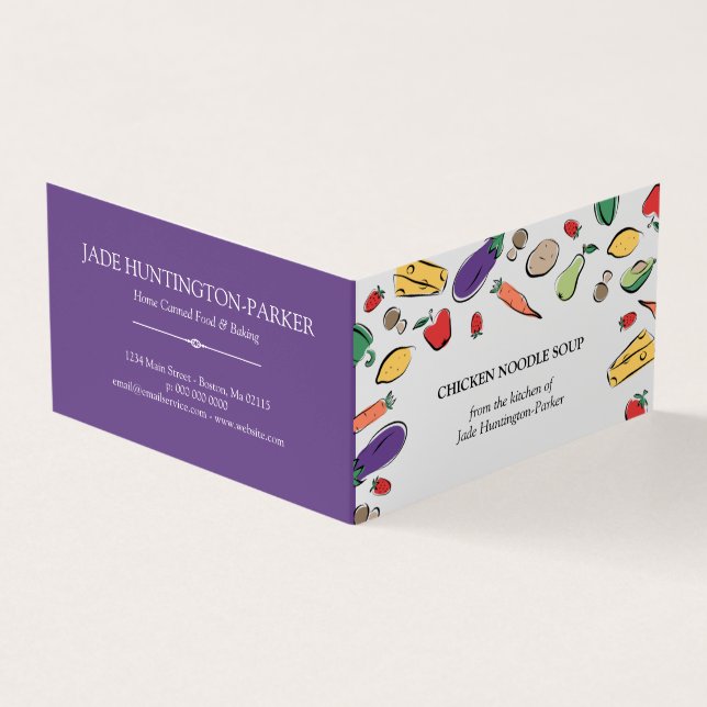 Nahrungsmittelgekritzel - lila selbst gemachter visitenkarten (Vorderseite)