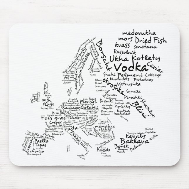 Nahrungsmittelkarte von Europa Mousepad (Vorne)