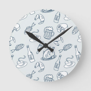 Nahrungsmittelmuster Runde Wanduhr