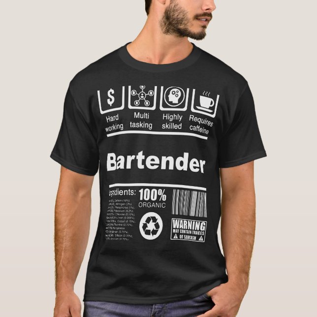 Nährwertdaten von Barkeepern für Barkeeper T-Shirt (Vorderseite)