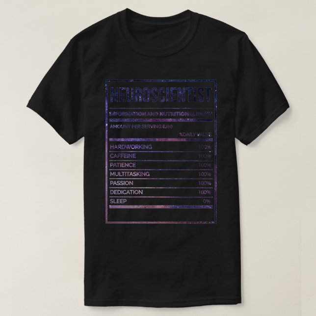 Nährwertkennzeichnung Neurowissenschaftler T-Shirt (Design vorne)