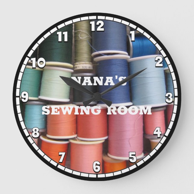 Nähsaal Thread Custom Round Clock Große Wanduhr (Vorderseite)