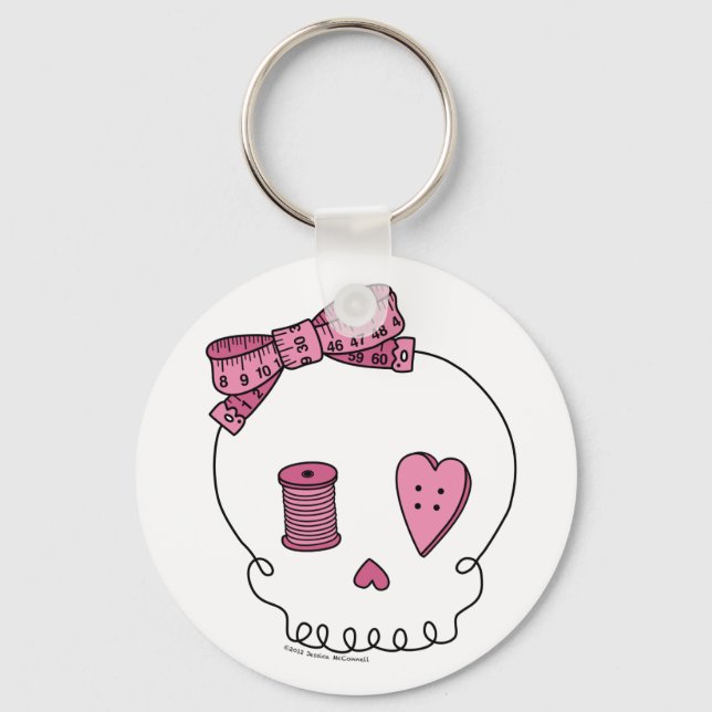 Nähschädel (rosa) schlüsselanhänger (Vorderseite)