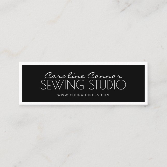 Nähstudio Schwarzweißkarte Mini Visitenkarte (Vorderseite)