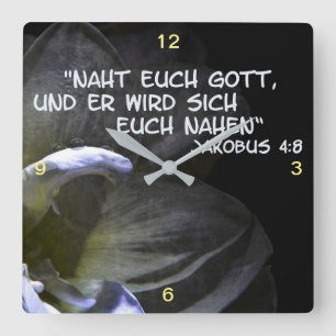 Naht euch Gott.. Quadratische Wanduhr