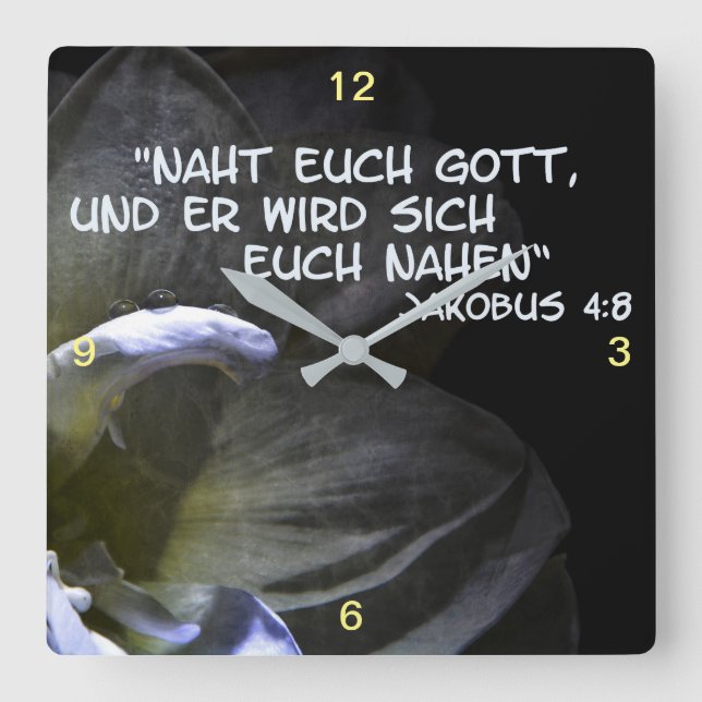 Naht euch Gott.. Quadratische Wanduhr (Vorderseite)