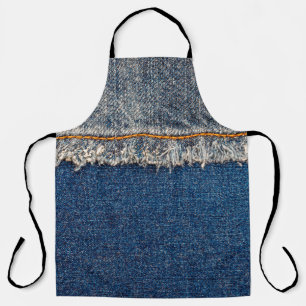 Naht mit orangefarbenem Faden auf gebleicht Schürze