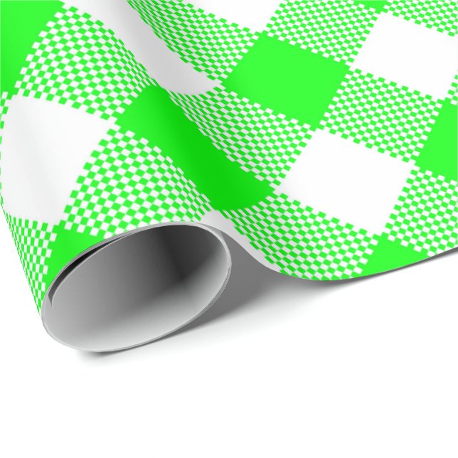 Nähte Match: Green n White Gingham Wrapping Paper Geschenkpapier (Rolleneckpunkt)
