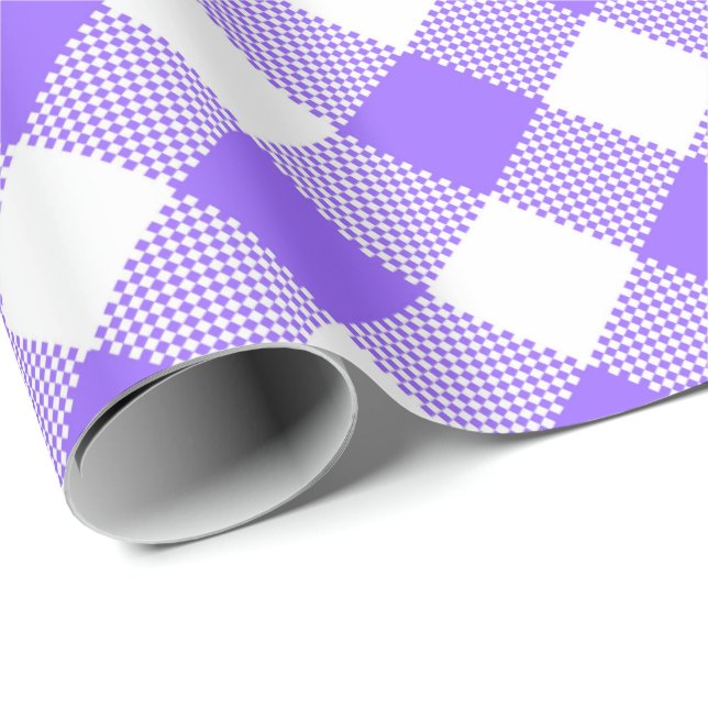 Nähte Match: Lila in White Gingham Wrapping Paper Geschenkpapier (Rolleneckpunkt)