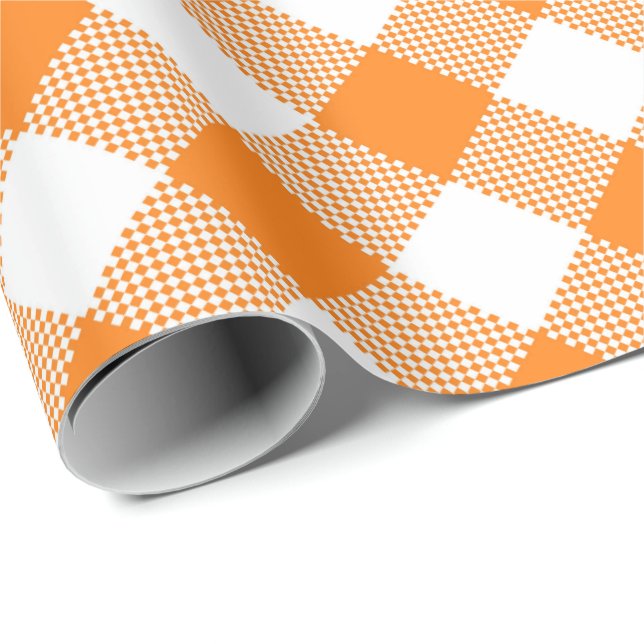 Nähte Match: Orange n White Gingham Wrapping Paper Geschenkpapier (Rolleneckpunkt)