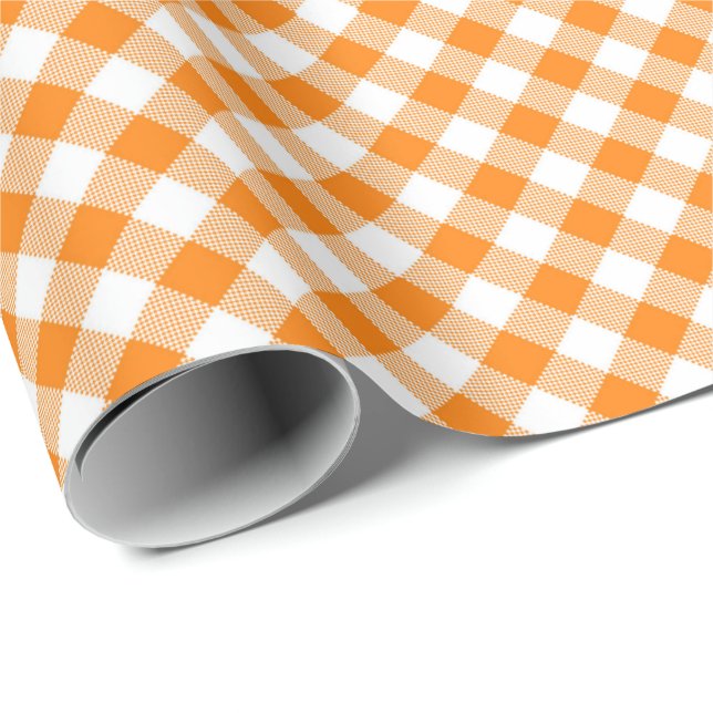 Nähte Match: Orange n White Gingham Wrapping Paper Geschenkpapier (Rolleneckpunkt)