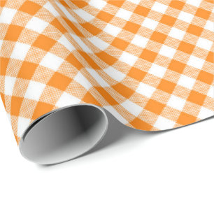 Nähte passen: Orange-weiße Gingham-Geschenkpapier Geschenkpapier