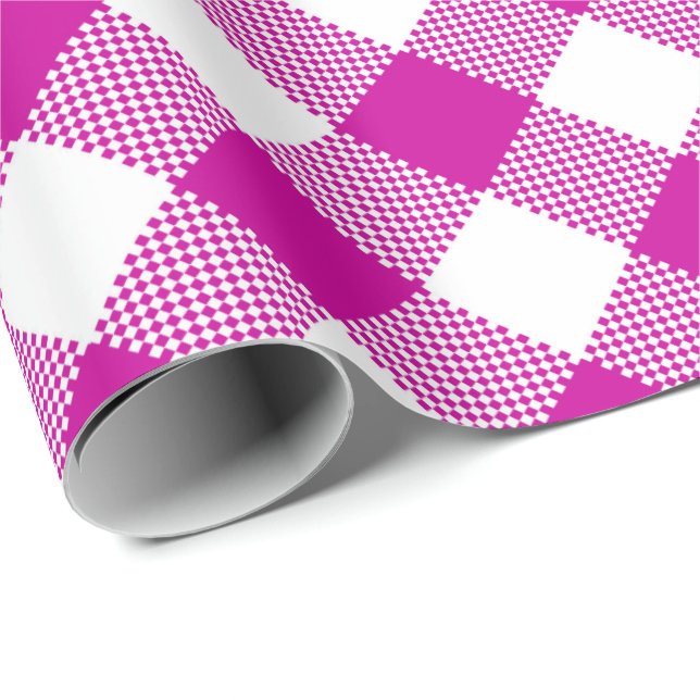 Nähte: Rosa in Weiß Gingham Wrapping Paper Geschenkpapier (Rolleneckpunkt)