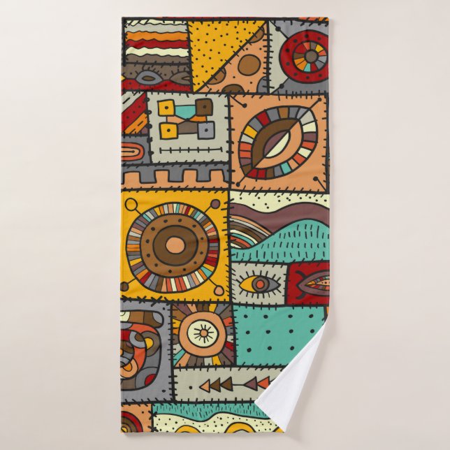Nähte Stoffe in einem Patchwork-Stil. ethnisch Badehandtuch (Badehandtuch)