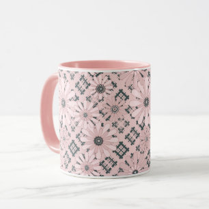 Nahtlos abstrakt moderne karierte karierte Blumenm Tasse
