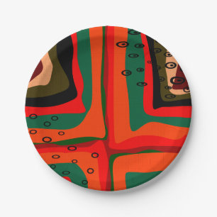 Nahtlos abstrakte Retrofarben Pappteller