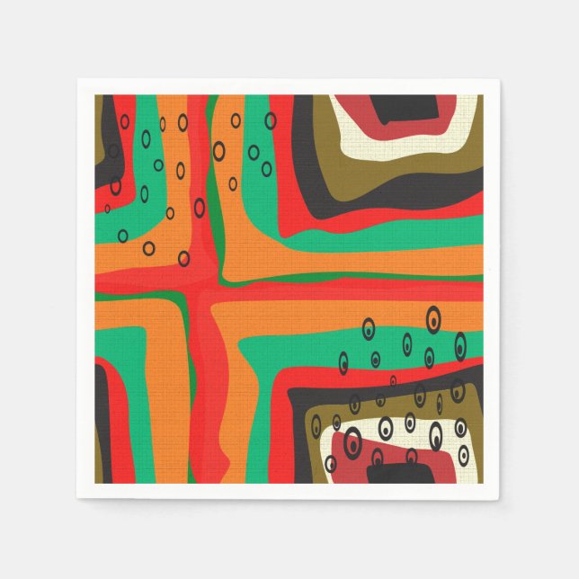 Nahtlos abstrakte Retrofarben Serviette (Vorderseite)