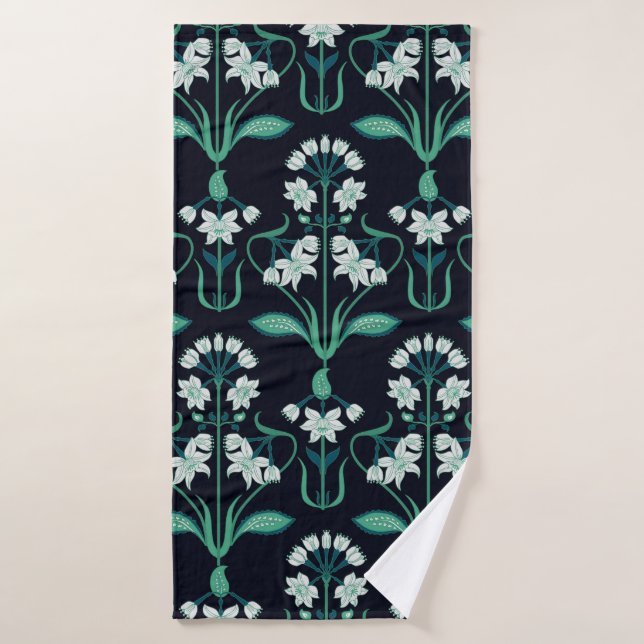 nahtlos abstraktes Jugendstil-Blumenmuster Badehandtuch (Badehandtuch)