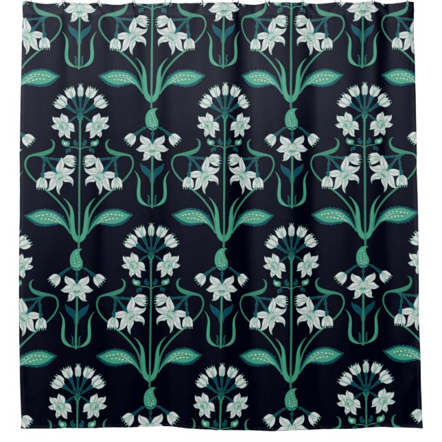 nahtlos abstraktes Jugendstil-Blumenmuster Duschvorhang (Vorderseite)
