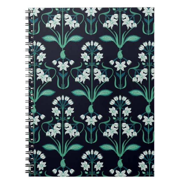 nahtlos abstraktes Jugendstil-Blumenmuster Notizblock (Vorderseite)