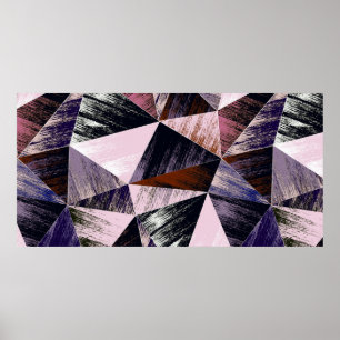 Nahtlos abstraktes Polygonmuster. Blau, Rosa, BH Poster