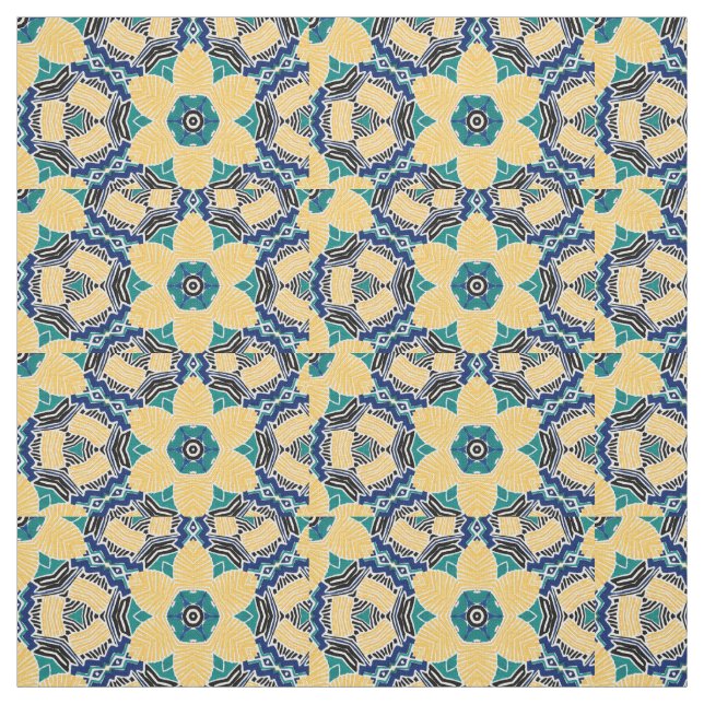 Nahtlos blau, gelb, schwarz, Blume Stoff (Muster)