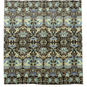 Nahtlos dekoriertes Vintag lackiertes Design auf g Duschvorhang