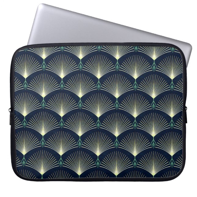 Nahtlos elegantes geometrisches Muster. Blue Art D Laptopschutzhülle (Vorderseite)