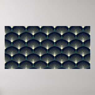 Nahtlos elegantes geometrisches Muster. Blue Art D Poster