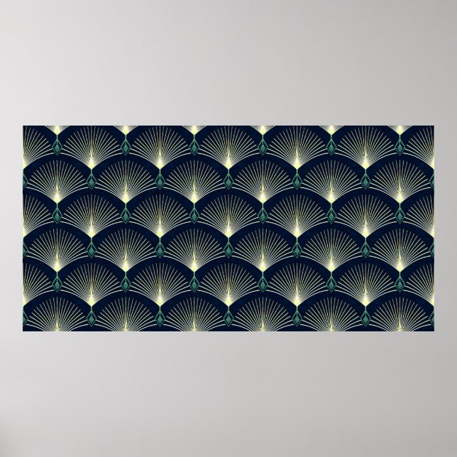 Nahtlos elegantes geometrisches Muster. Blue Art D Poster (Vorne)