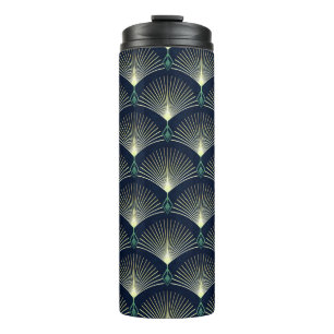 Nahtlos elegantes geometrisches Muster. Blue Art D Thermosbecher